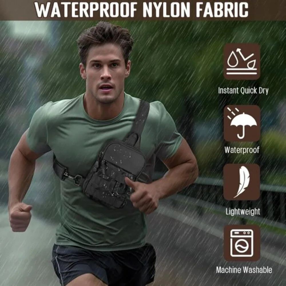 🆕Men Black Camo Small Inspired Waterproof Utility Chest Crossbody Sling Bag